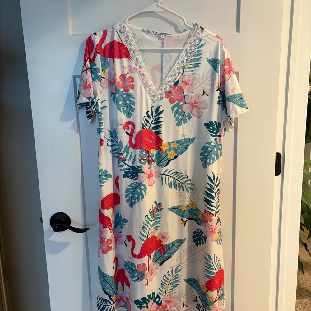 Floral Flamingo Print Dress